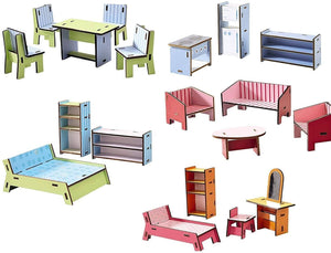 Little Friends Deluxe Dollhouse Furniture Set With 5 Rooms (19 Pieces) For Villa Sunshine-Kidding Around NYC