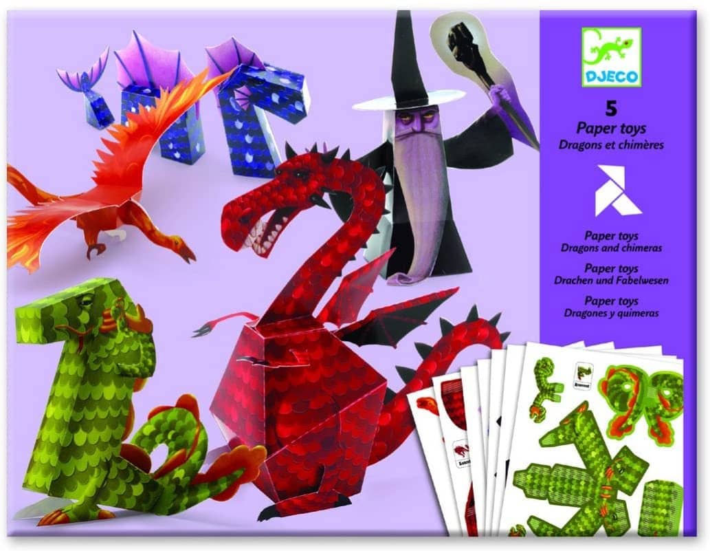 Dragon And Chimera Folding Paper Toys-Kidding Around NYC