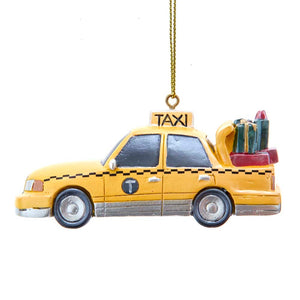 3.5" Taxi Cab with Glitter Ornament
