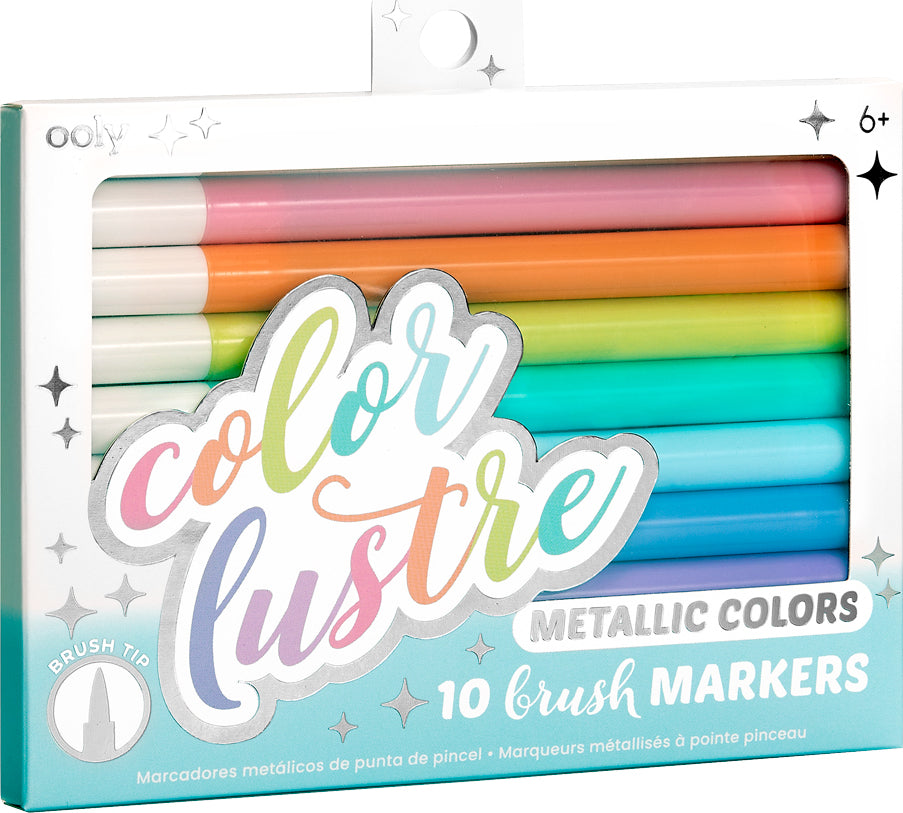 Color Lustre Metallic Colors Brush Markers - Set of 10