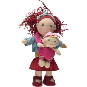 Soft Rubina Doll With Removable Baby In Carrier, 12"-Kidding Around NYC