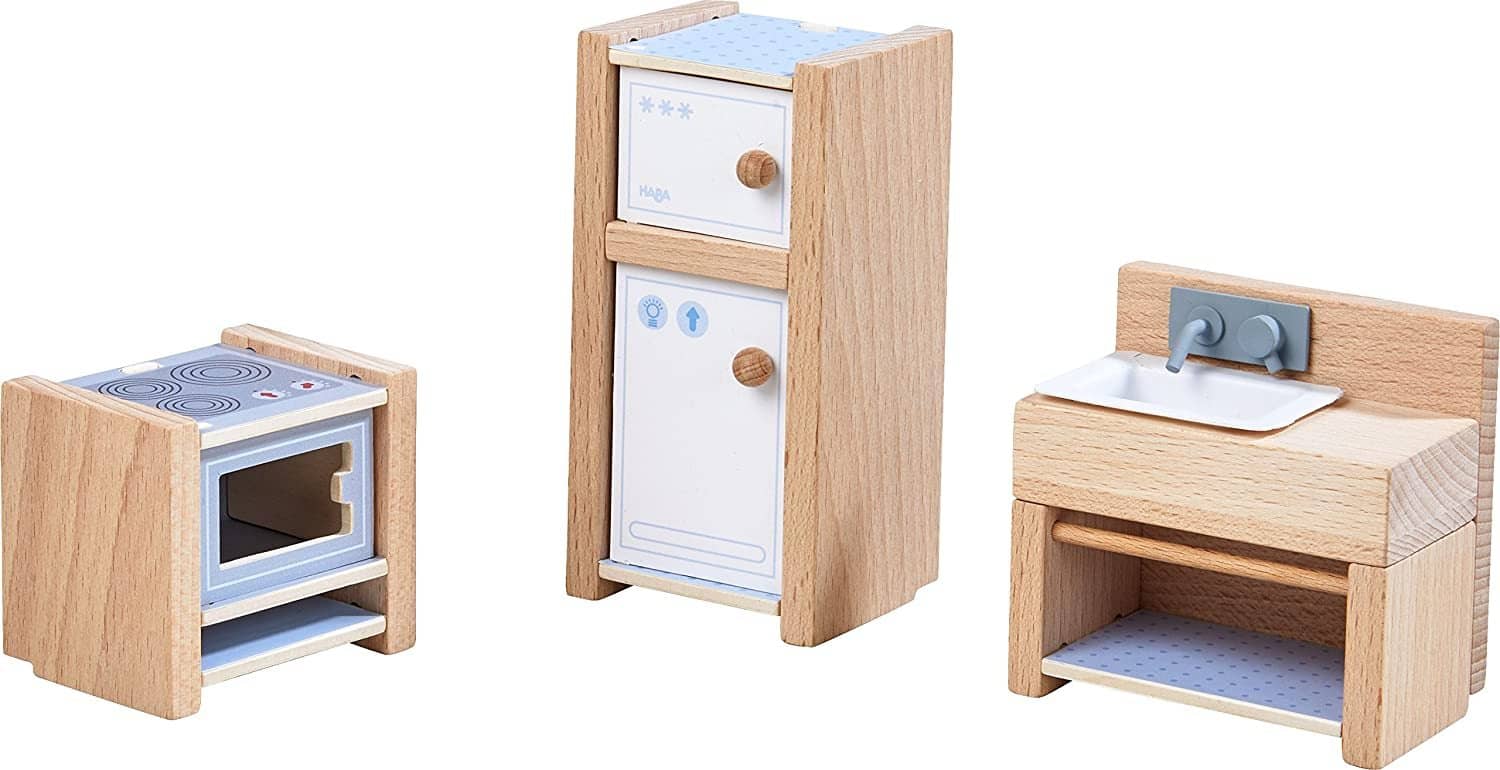 Little Friends Kitchen Room Set - Wooden Dollhouse Furniture For 4" Bendy Dolls-Kidding Around NYC