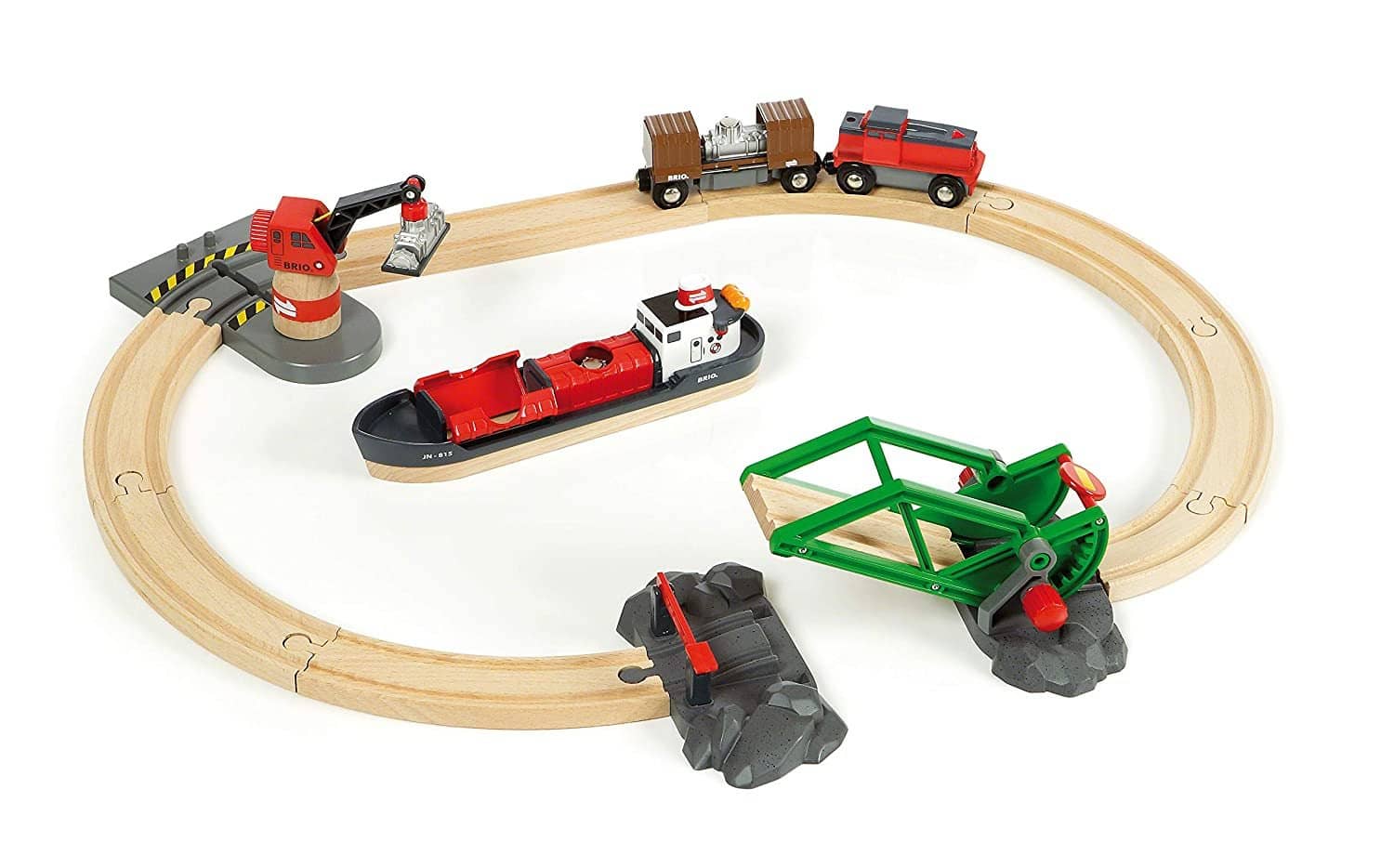 Brio World - 33061 Cargo Harbor Set | 16 Piece Toy Train With Accessories And Wooden Tracks For Kids Ages 3 And Up-Kidding Around NYC
