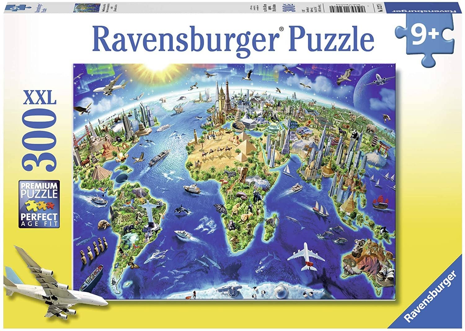 Ravensburger 13227: World Landmarks Map (300 Piece Jigsaw Puzzle)-Kidding Around NYC
