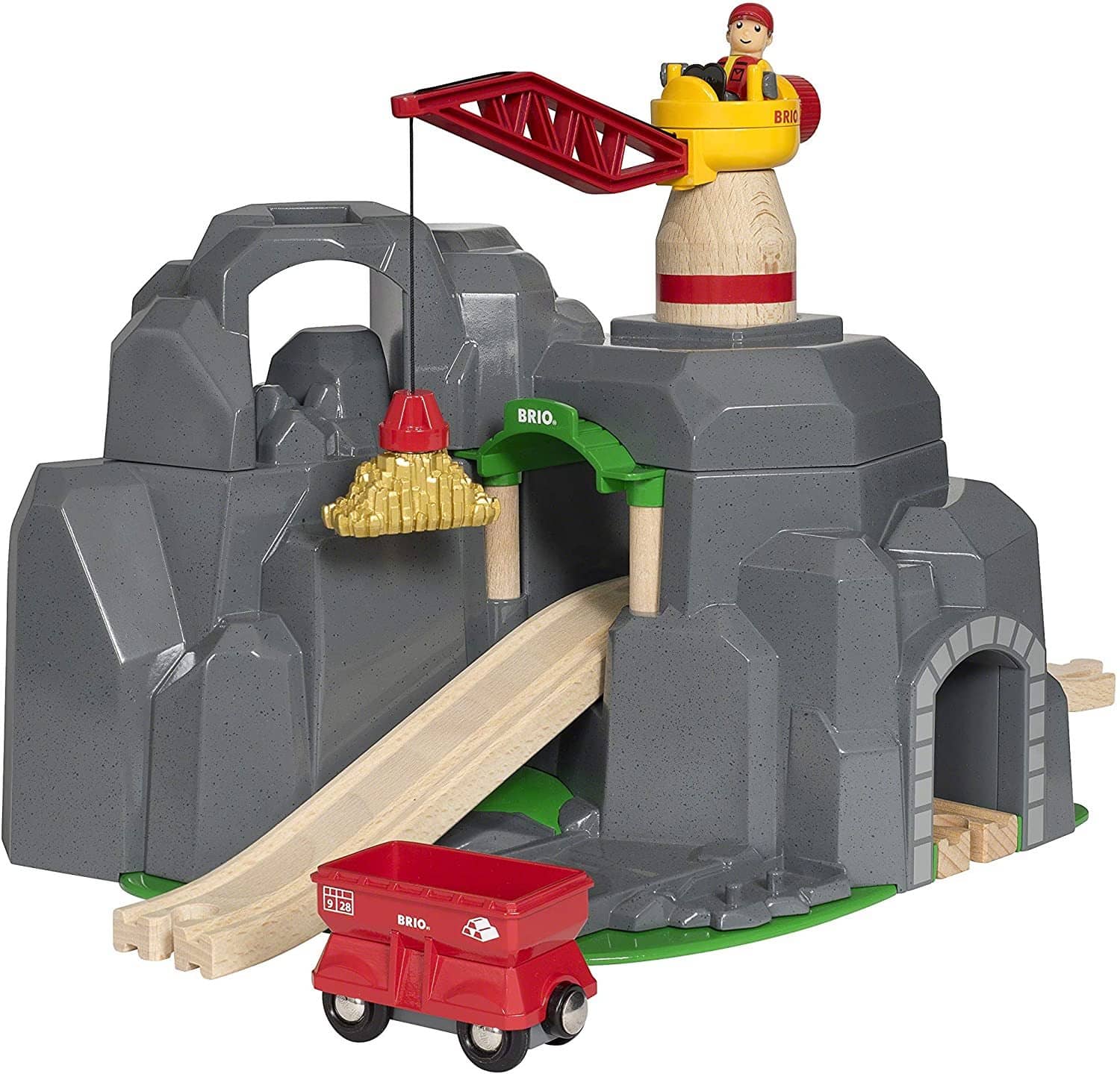 Brio World - 33889 Crane & Mountain Tunnel | 7 Piece Toy Train Accessory For Kids Ages 3 And Up-Kidding Around NYC