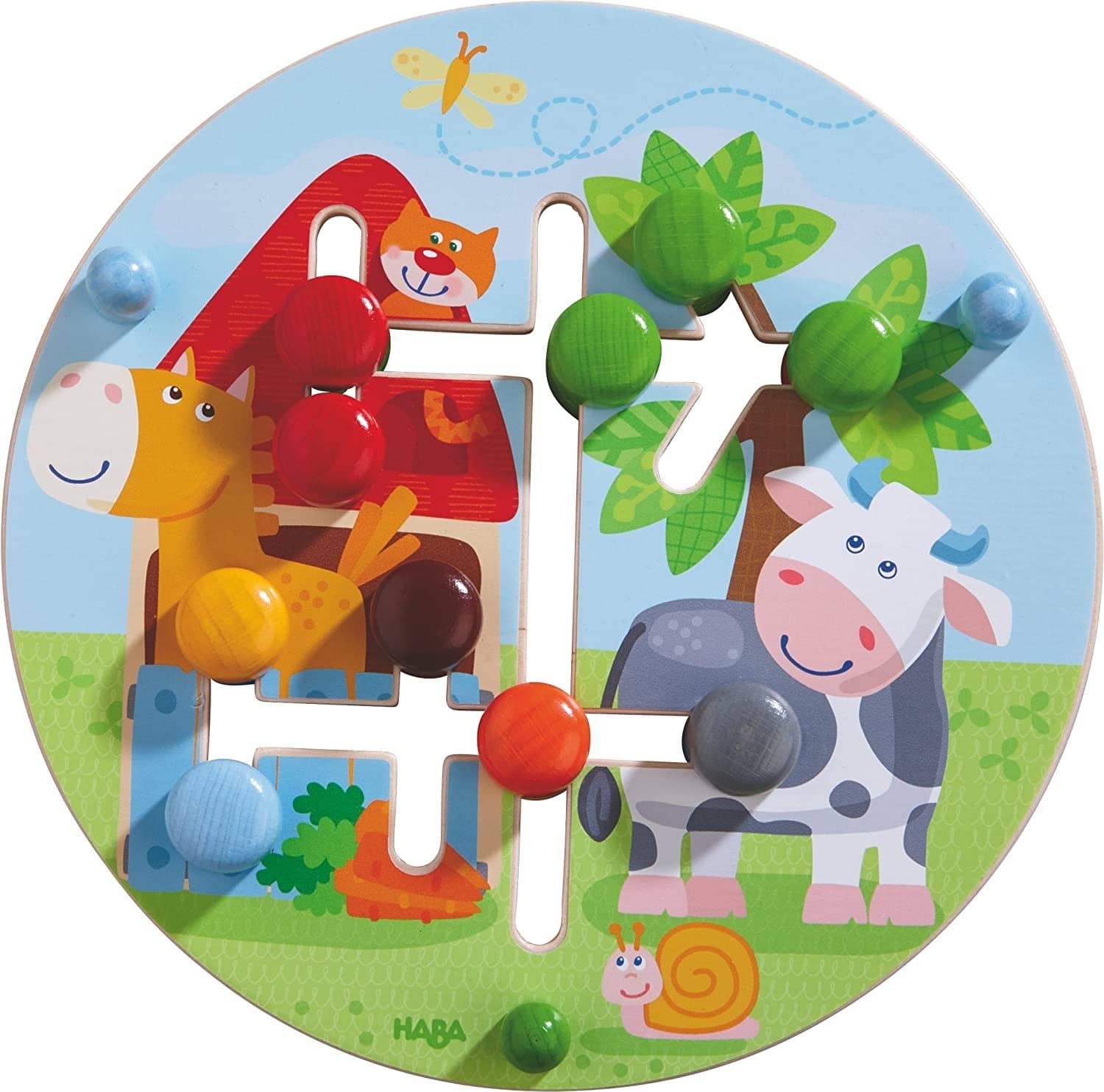 Motor Skills Board On The Farm - Double Sided Wooden Color And Shape Recognition Fun Ages 1 +-Kidding Around NYC