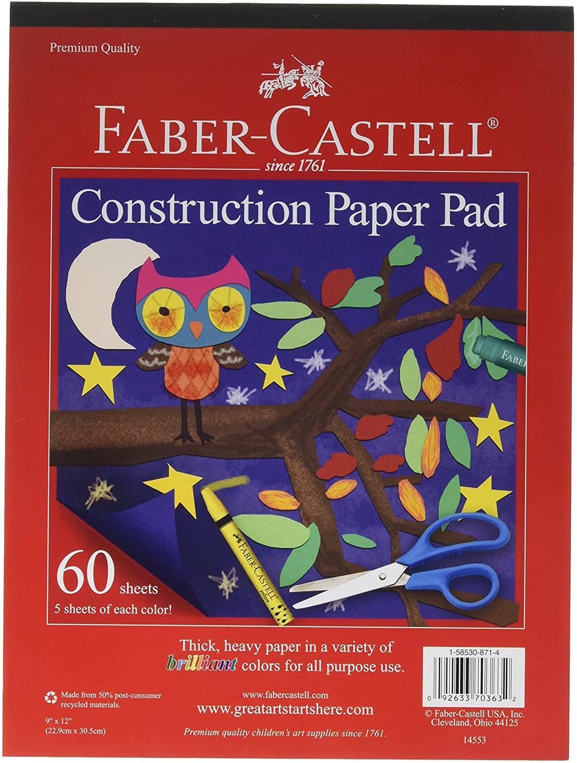 Construction Paper, Red, 9 X 12, 50 Sheets