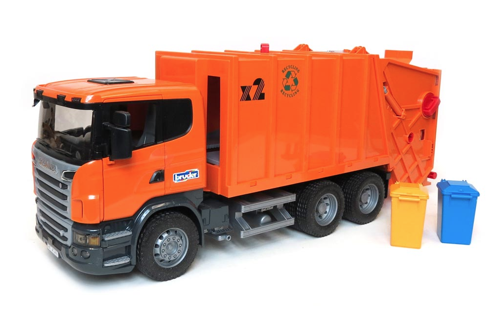 Bruder 03560 SCANIA R-Series Garbage Truck - Orange-Kidding Around NYC