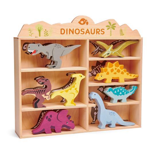 Dinosaur Wooden Figurines & Display Shelf