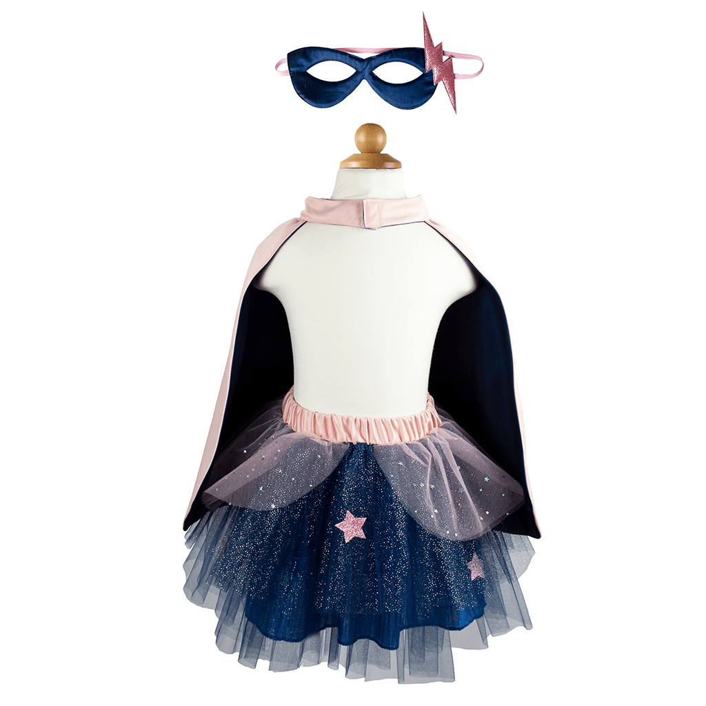 Super-Duper Tutu Cape & Mask (Pink Navy) Ages 4-6 Imaginative Play
