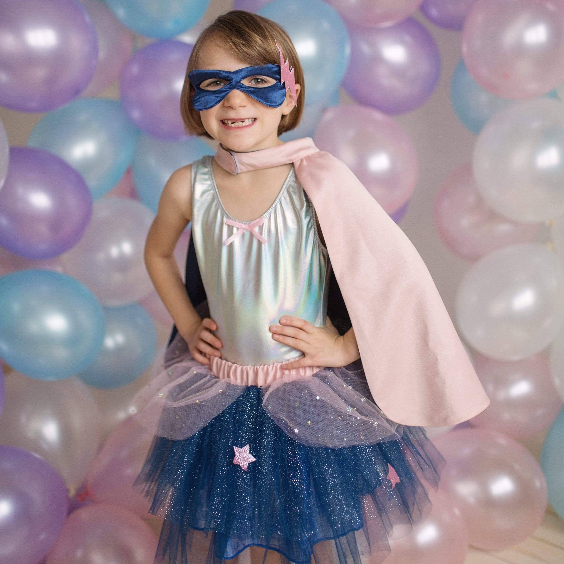 Super-Duper Tutu Cape & Mask (Pink Navy) Ages 4-6 Imaginative Play